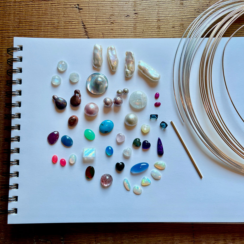 Gemstone and pearl assortment by Mikel Grant Jewellery