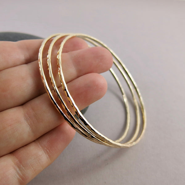 Hammered Gold Filled Bangles by Mikel Grant Jewellery
