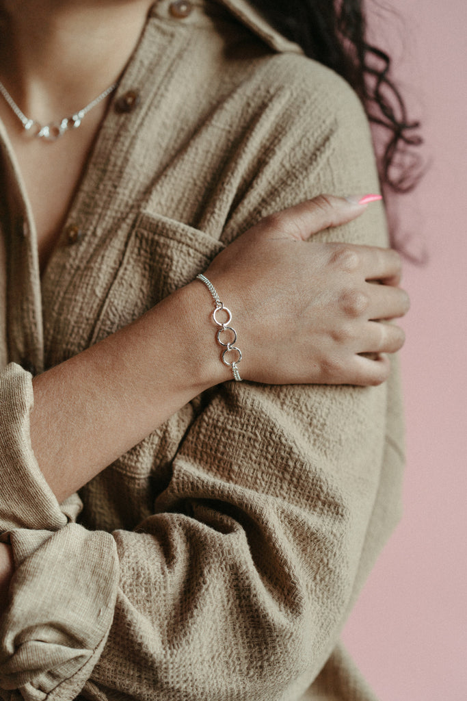 Breathe Trio Bracelet & Necklace in Sterling Silver by Mikel Grant Jewellery