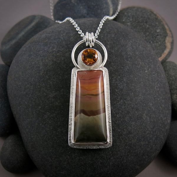 Desert Jasper Necklace with Golden Citrine in Sterling Silver by Mikel Grant Jewellery