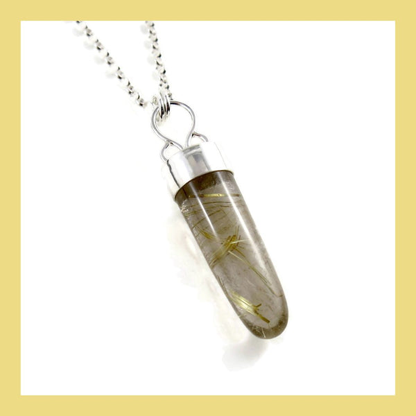 Golden Rutilated Quartz Pendant in Silver by Mikel Grant Jewellery