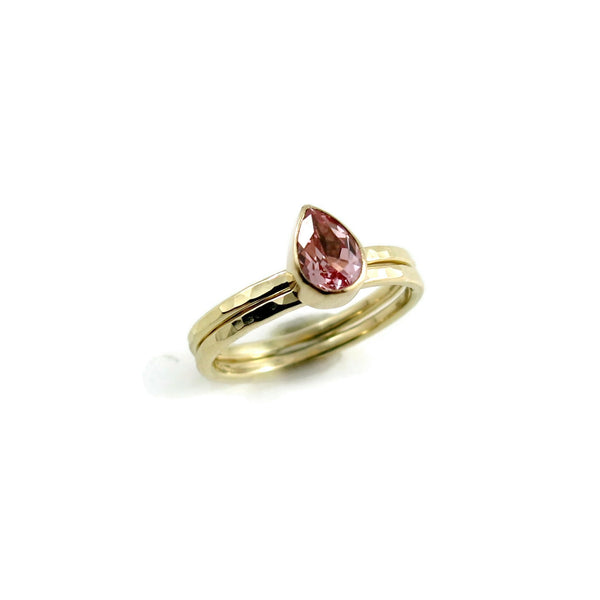Pink Champagne Sapphire Ring in 14K Gold by Mikel Grant Jewellery