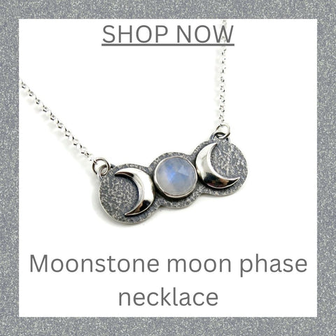 Moonstone moon phase necklace
