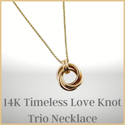 Timeless Love Knot Trio Necklace in 14K Gold by Mikel Grant Jewellery