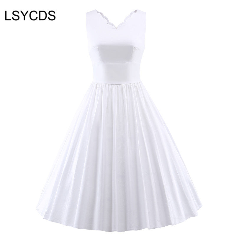 white rockabilly dress