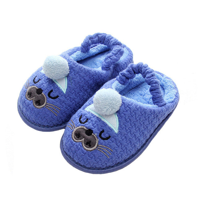 Kids Slippers Children Home Slippers Girls Cotton Cartoon Winter Boys Slipper Indoor House Bedroom Baby Soft Flats Velvet Shoes