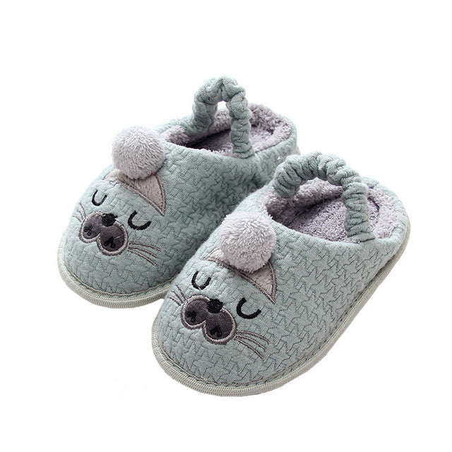 Kids Slippers Children Home Slippers Girls Cotton Cartoon Winter Boys Slipper Indoor House Bedroom Baby Soft Flats Velvet Shoes