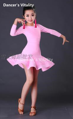 New Latin Dance Dress Children Girls Ballroom Dance Dresses Girl Samba Dress Modern Dance Costumes For Kids Club Dresses