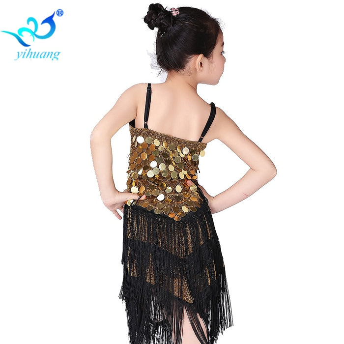 Children Latin Dance Dress Competition Girls Ballroom Dance Dresses Kids Salsa Rumba Samba Cha Cha Performance Outfits Fringes