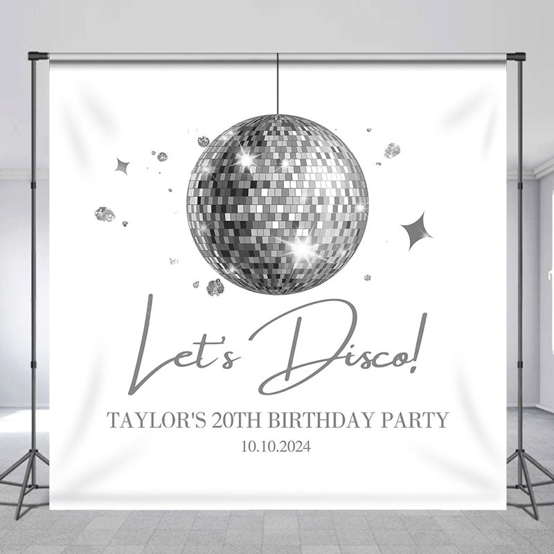 Allenjoy Custom Lets Disco Silver Ball 20Th Birthday Backdrop