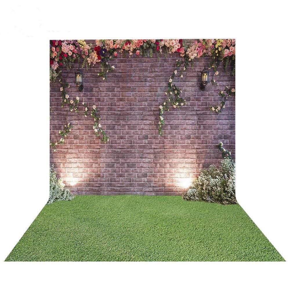 Allenjoy Brick Wall Grass Floor Wedding Photography Backdrop | Allenjoy ...