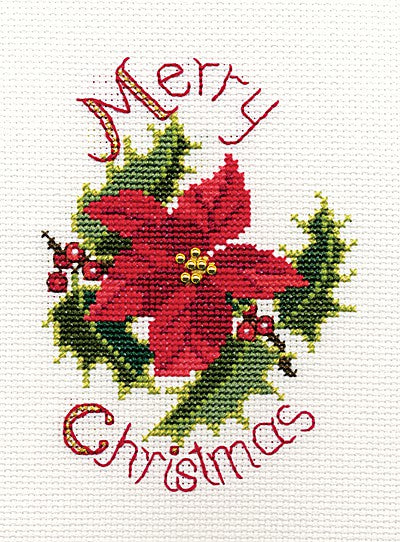 Poinsettia And Holly Cross Stitch Christmas Card Kit By Derwentwater D The Happy Cross Stitcher