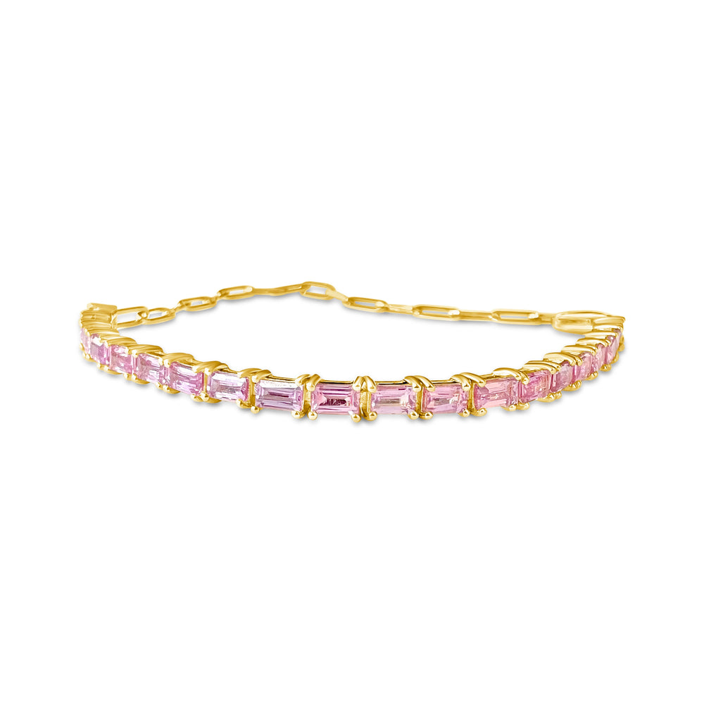 Pink Sapphire Tennis Bracelet 4.21 ctw 14K Yellow Gold