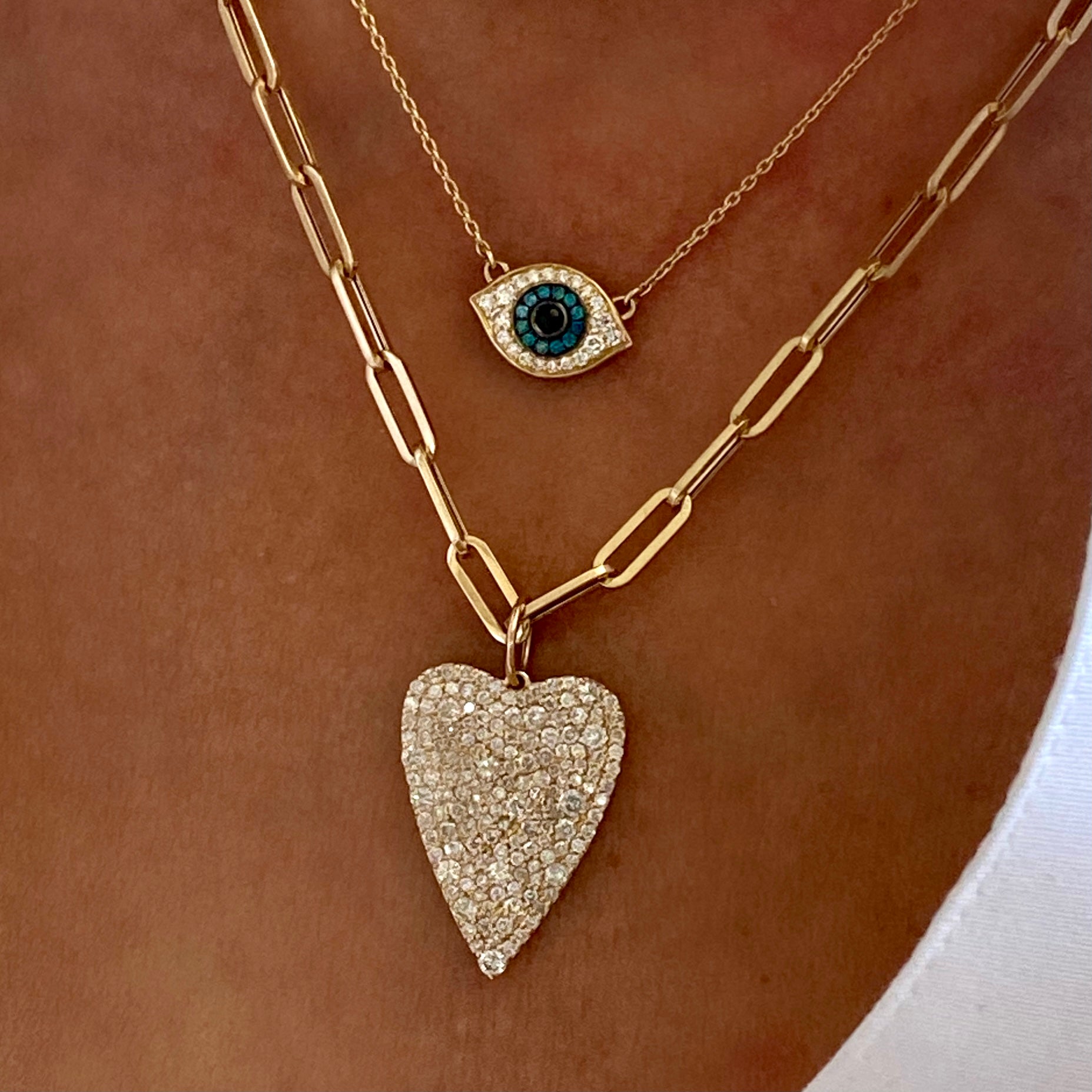 14KT Gold Diamond Valentina Heart Pendant Charm, New