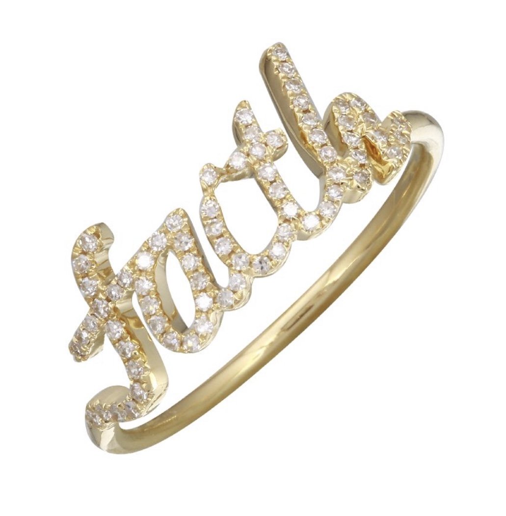 14KT Gold  Diamond  Personalized Custom Name  Ring  
