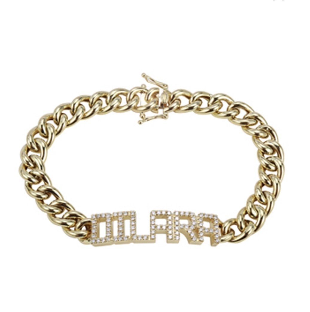 14KT Gold Diamond Personalized Custom Name Bracelet | DilaraSaatci