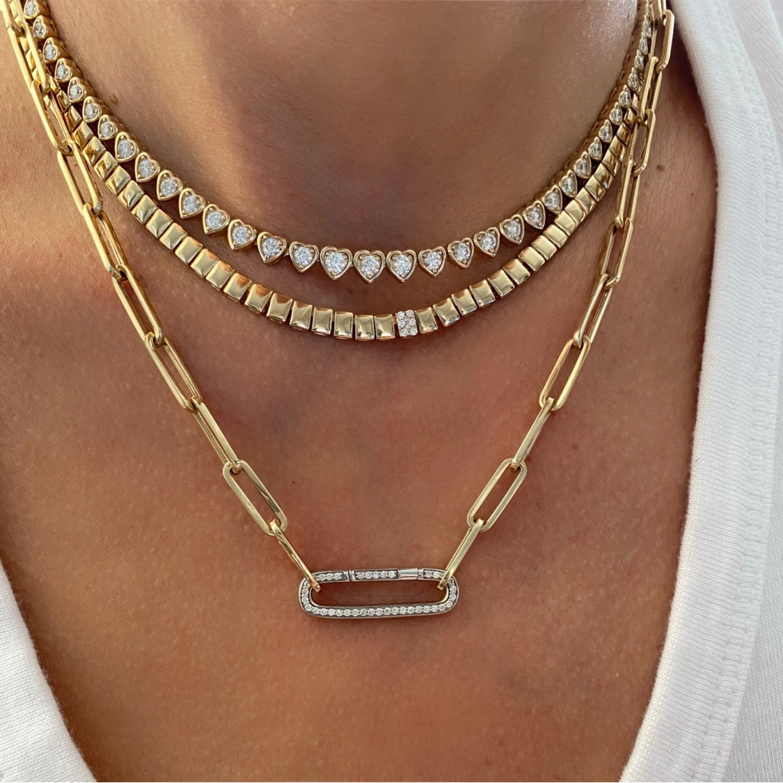 14KT Gold Diamond Lulu Paperclip Chain Necklace