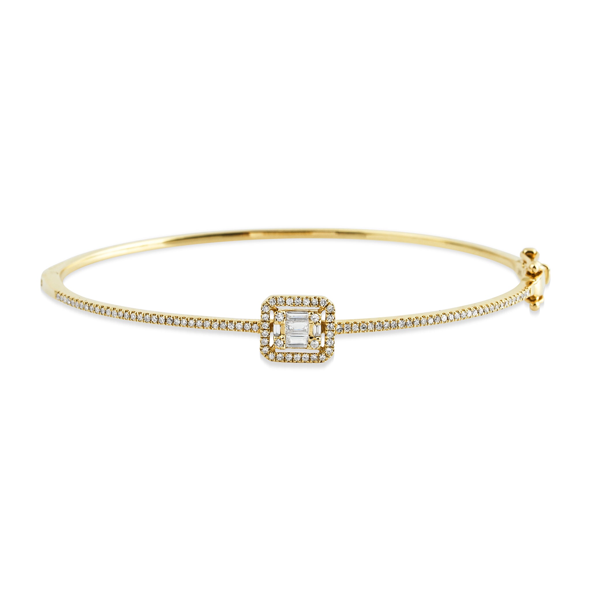 14KT Gold Baguette Diamond Bangle Bracelet – DilaraSaatci