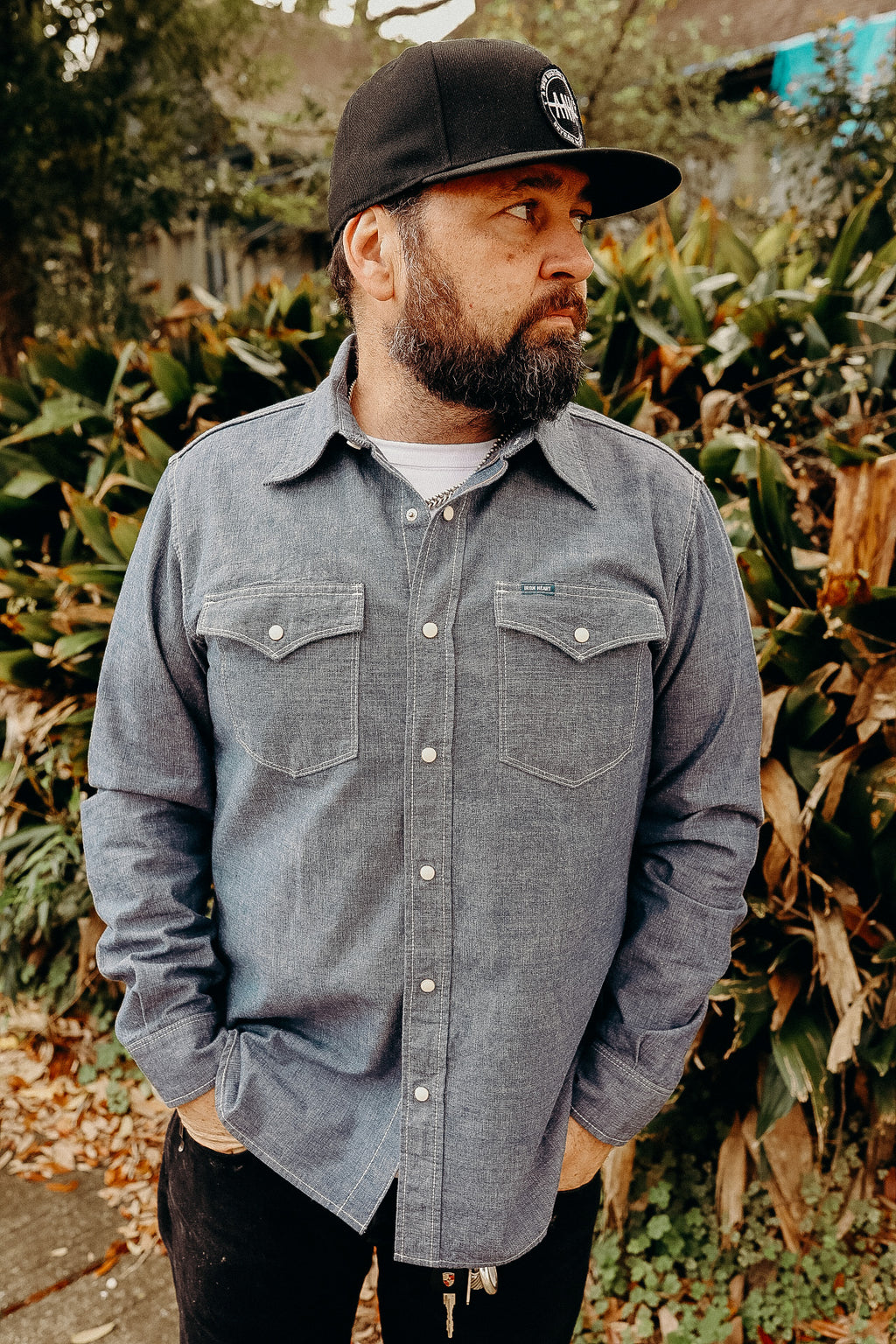 10oz Selvedge Chambray Single Yoke Western Shirt - Blue