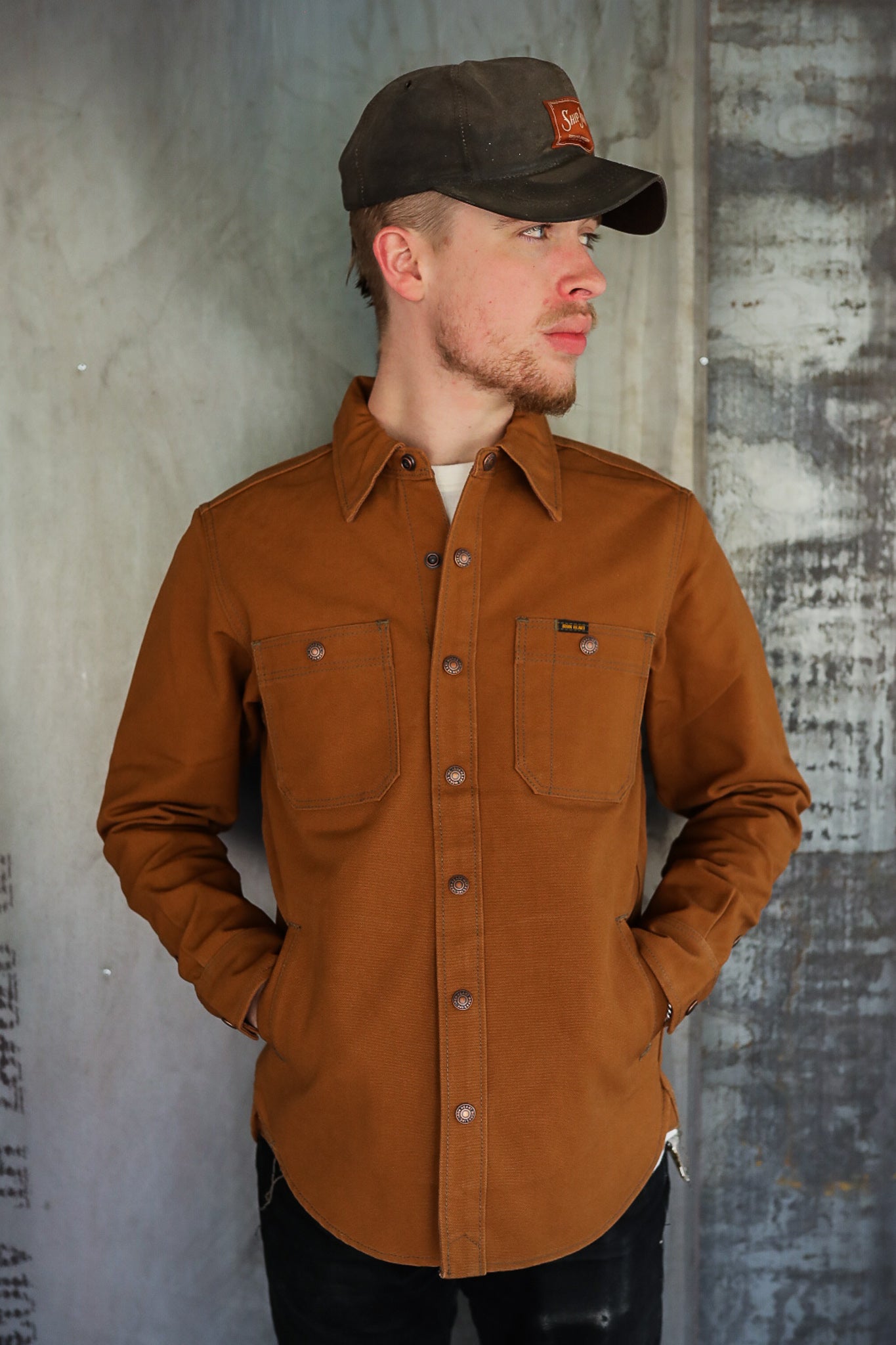 17oz Duck CPO Work Shirt - "The UnTucked" - Brown IHSH-189-BRN - Iron Shop Provisions product image