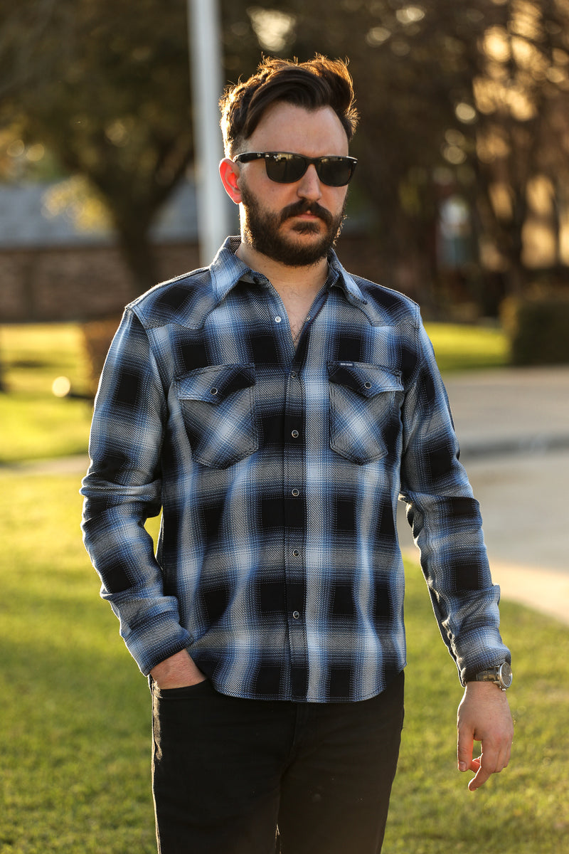 9oz Selvedge Ombré Check Western Shirt - Indigo – Iron Shop Provisions