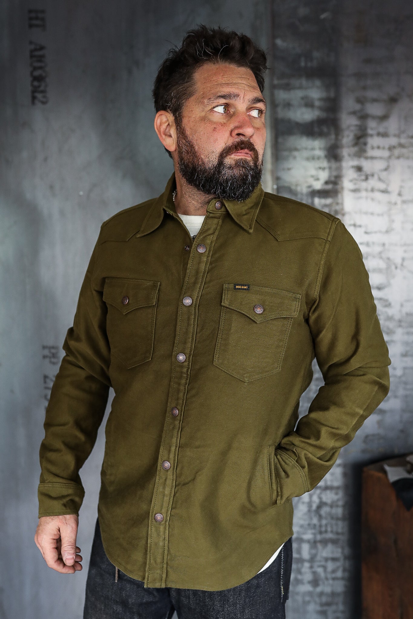 7oz Back Satin Military CPO Shirt - Green – Iron Shop Provisions