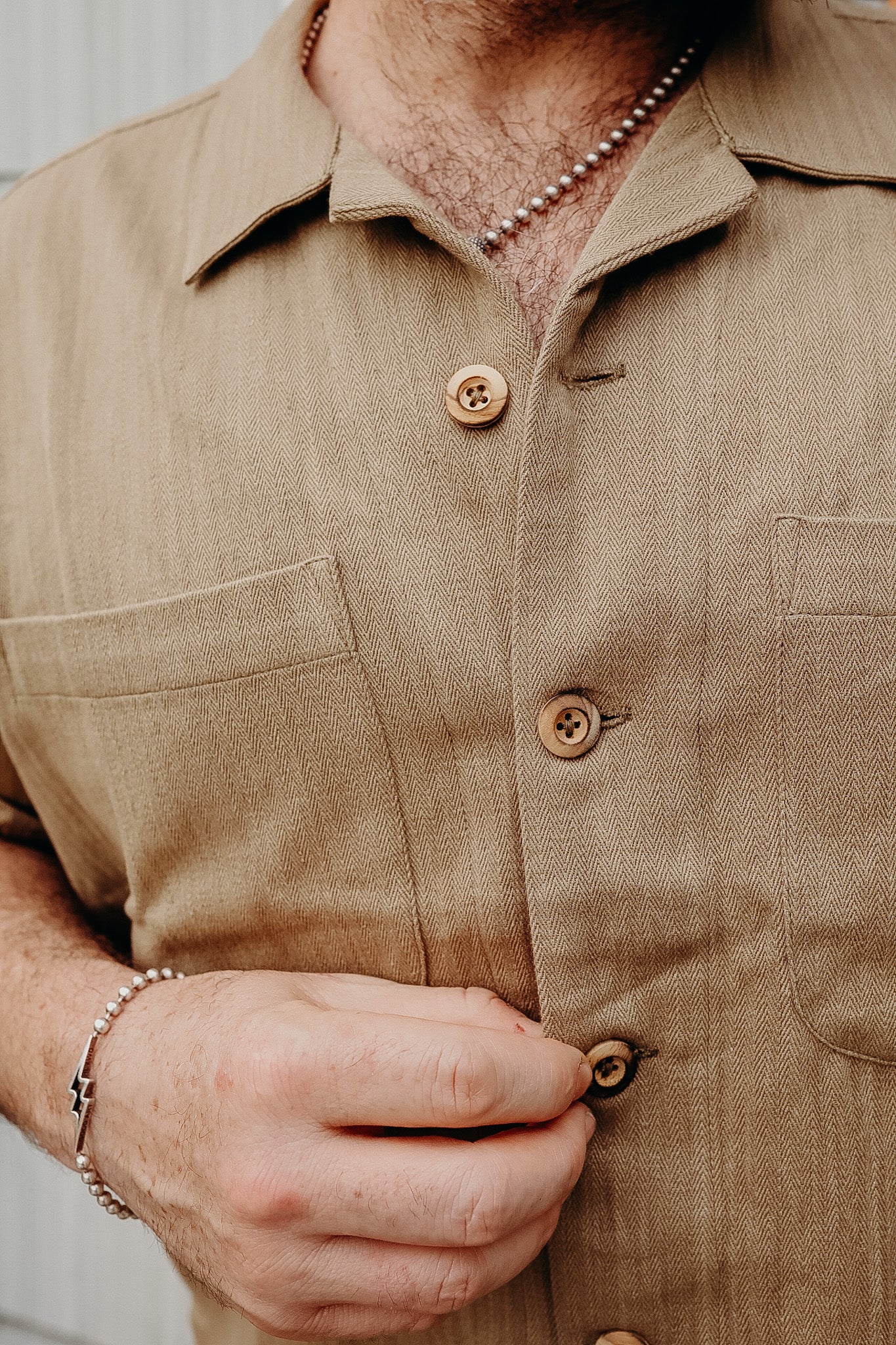 Lake camp shirt in chino military herringbone (Scratch 'n' Dent)-4