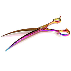 Professional curved dog grooming scissors from AbbFabb Grooming Scissors Ltd.