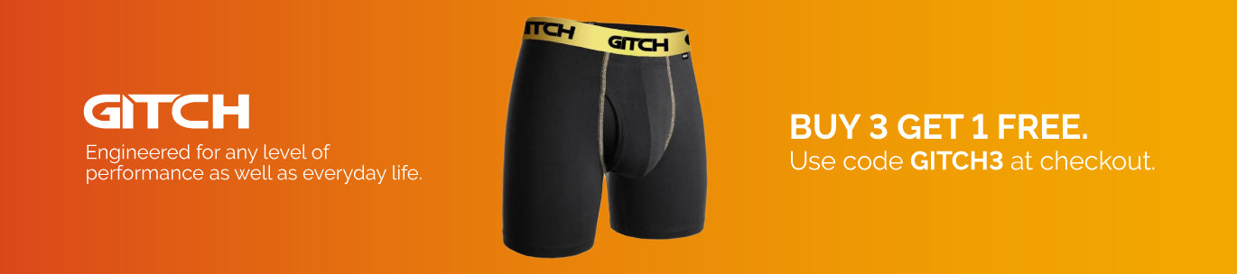 Featuring a sleek black pair of super soft Gitch men's underwear made for all levels of performance currently on promotion.