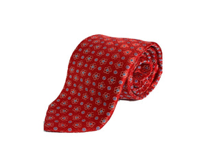 Dion Men's 100% Silk Neck Tie - Floral Red,Blue - BNWT