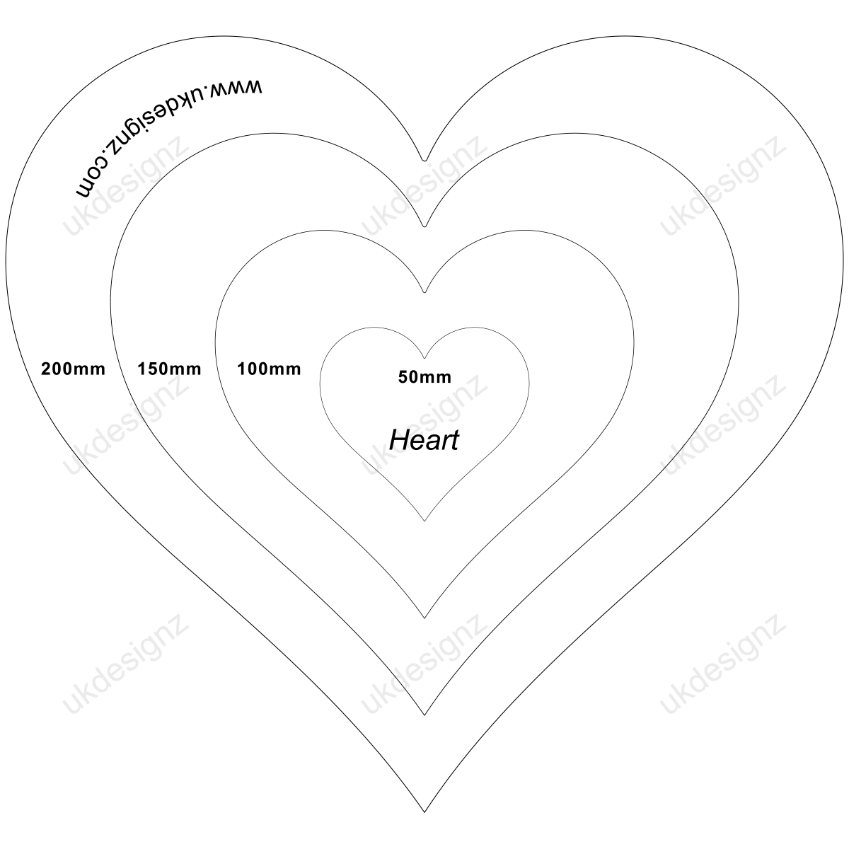 4 Piece Nested Large Heart Clear Acrylic Template Set – UKDesignz