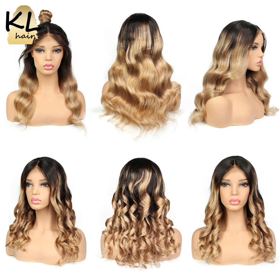 Ombre Color Wigs Brazilian Wavy Remy Hair Lace Front GLAM Wigs By KL