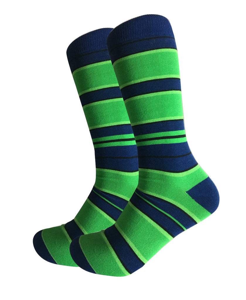 Green and Navy Stripe Socks / Beau Ties of Vermont