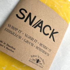 Custom beeswax wrap print and label for sn/ack by Mind Your Bees