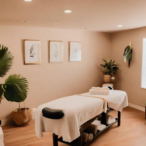 A cozy massage room used for relaxation.