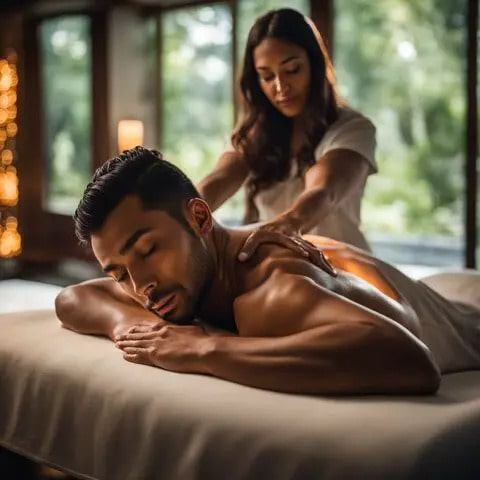 Man lying down having a massage.