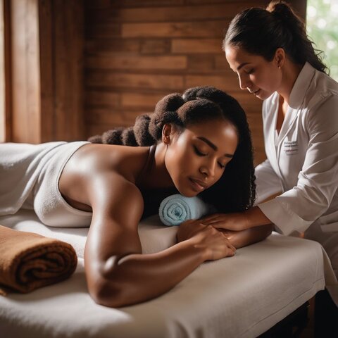 A person receiving a decompression massage in a serene spa.