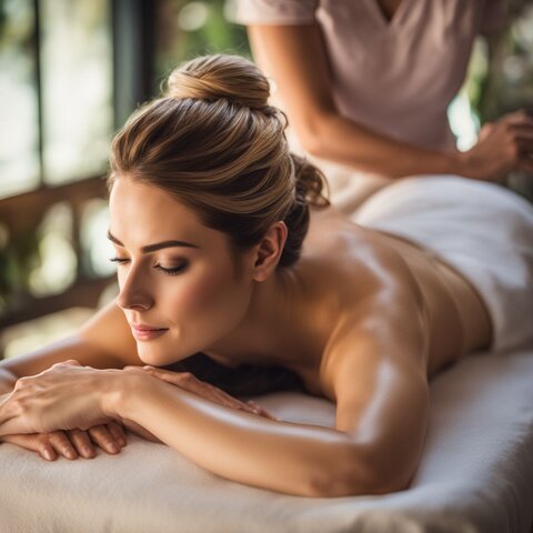 A person receiving a lymphatic drainage massage in a serene spa setting.
