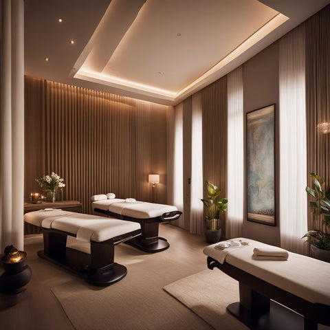 A tranquil spa room with massage tables and calming ambiance.