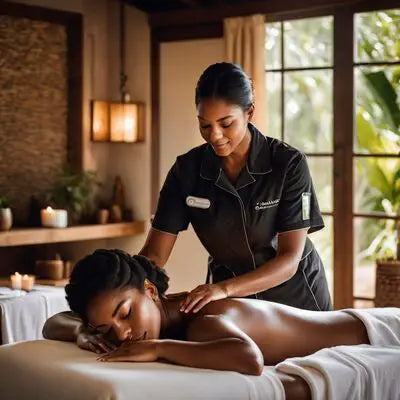 A person receiving a soothing massage in a serene spa environment.