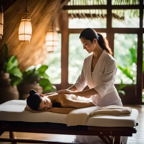 Woman having a back massage with the massage therapist.