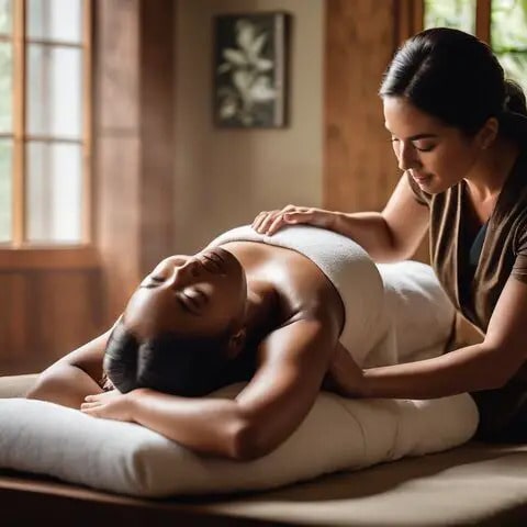 Woman Lying Down While Having A Massage