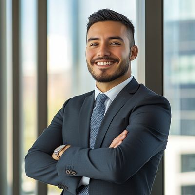 A male sales rep feeling happy and confident after using a massage chair