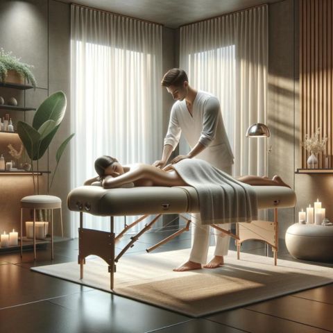 A massage therapist preparing to do deep tissue techniques.