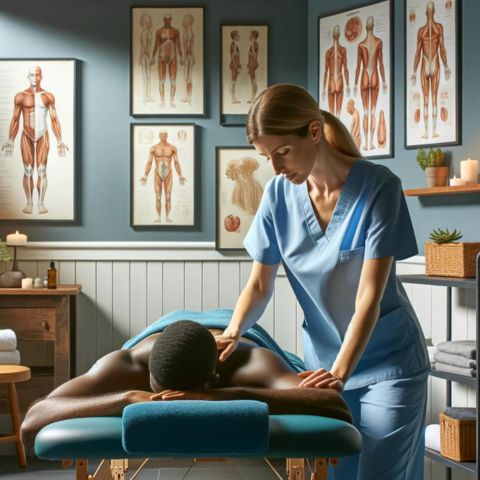 A massage therapist applying pressure on trigger points in a serene spa.