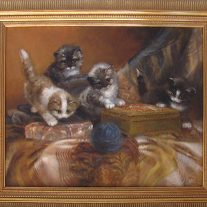 Four Playful Kittens Dutch Oil Painting by Jan Van Trirum