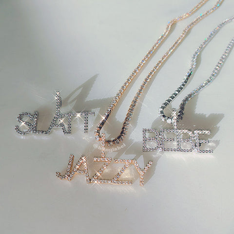 women custom bling necklace