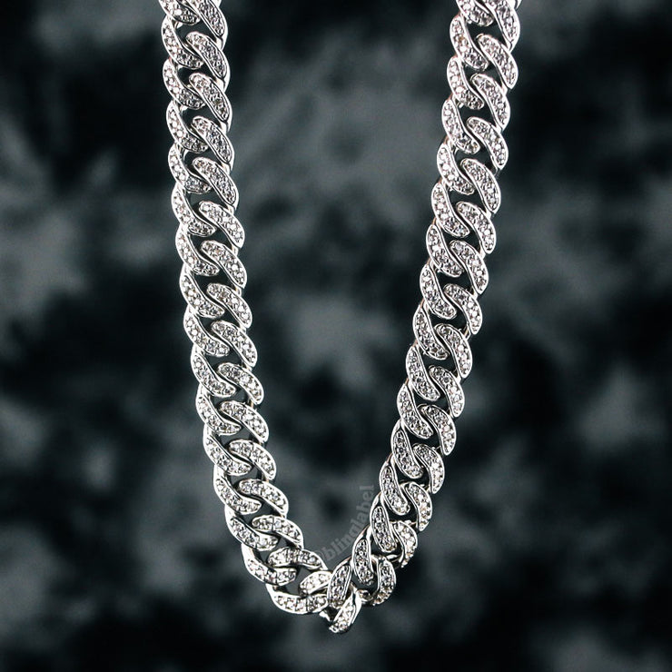 8mm Diamond Cuban Link Chain in White Gold – Bling Label