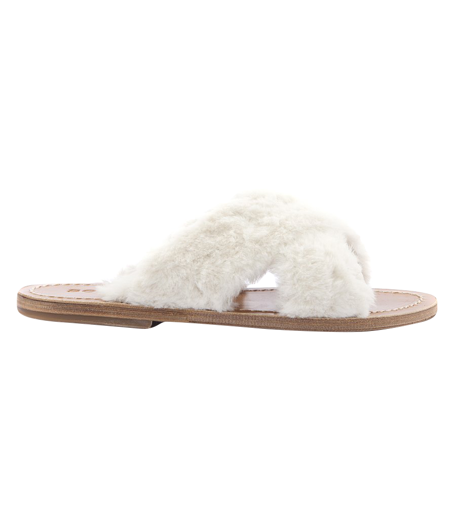 criss cross fur sandals