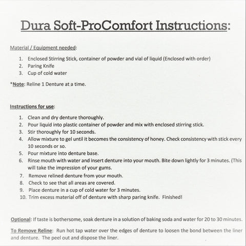 Dura Soft-ProComfort Instructions